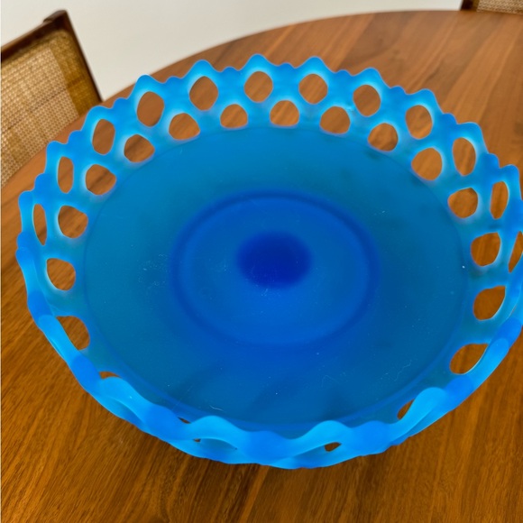 Westmoreland - Vintage Frosted Blue Doric Open Lace Compote Pedestal Candy Dish - Picture 2 of 5